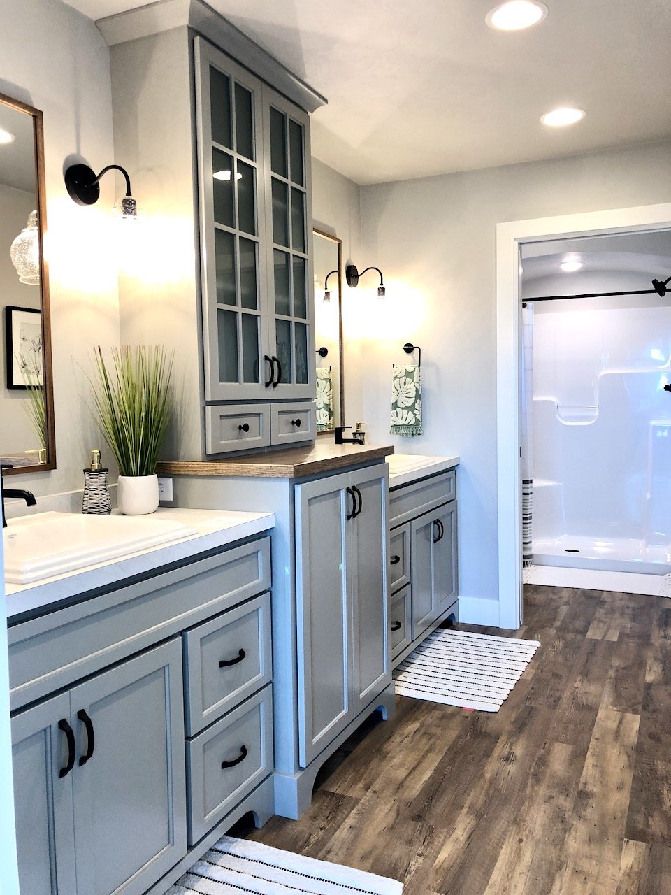 Master bathroom with double vanities