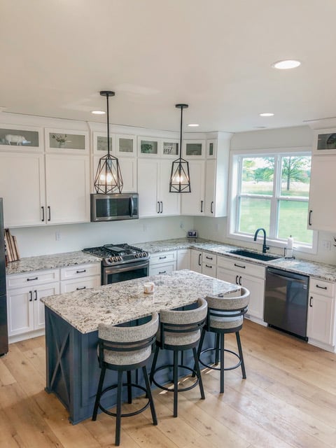 modern farmhouse kitchen and lights